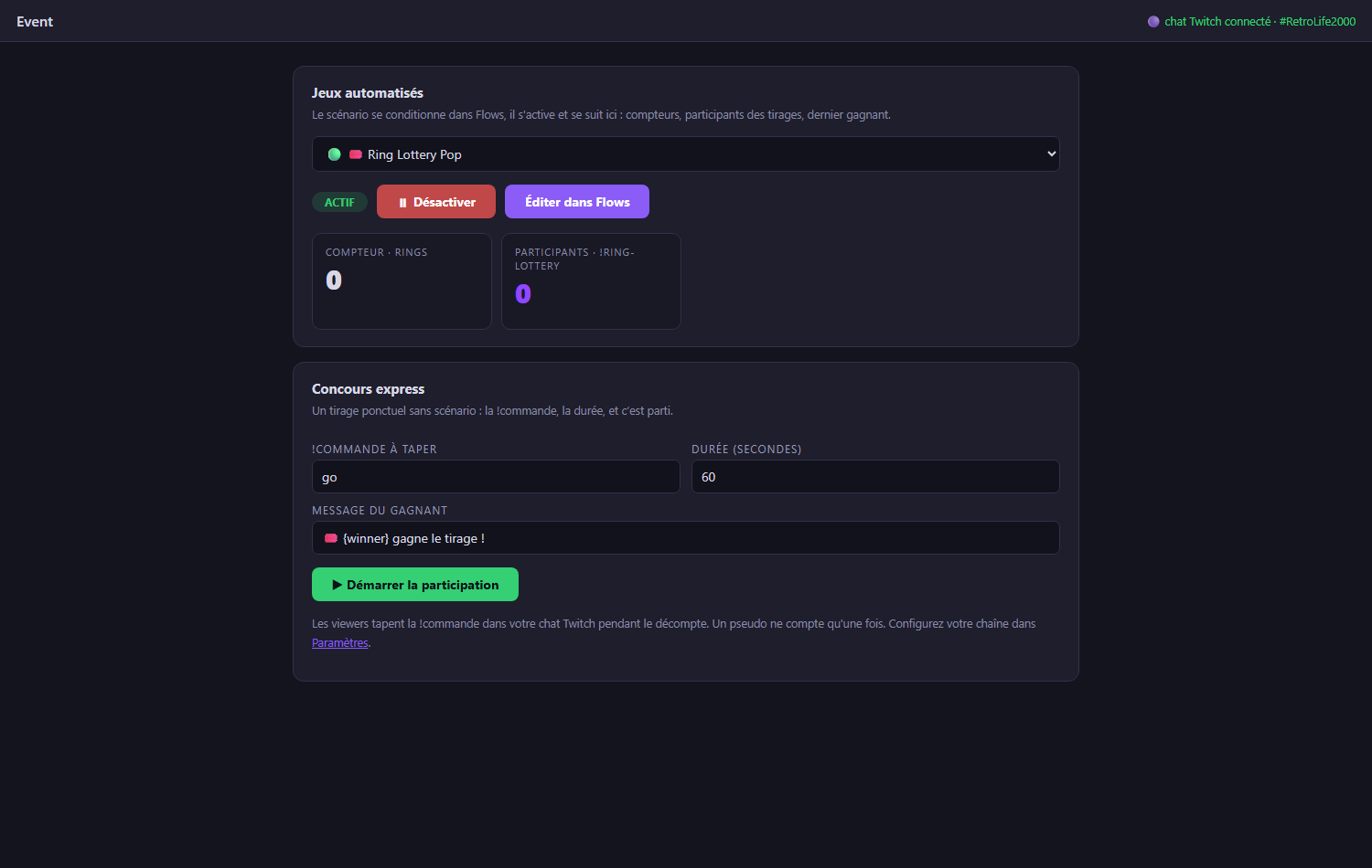 Event dashboard